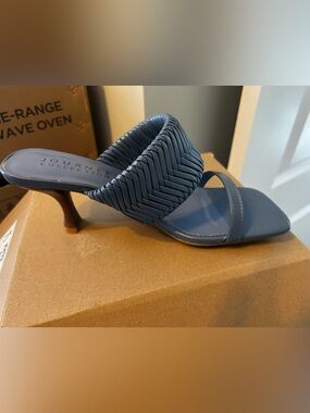 Journee Collection Navy Braided Heel Slide